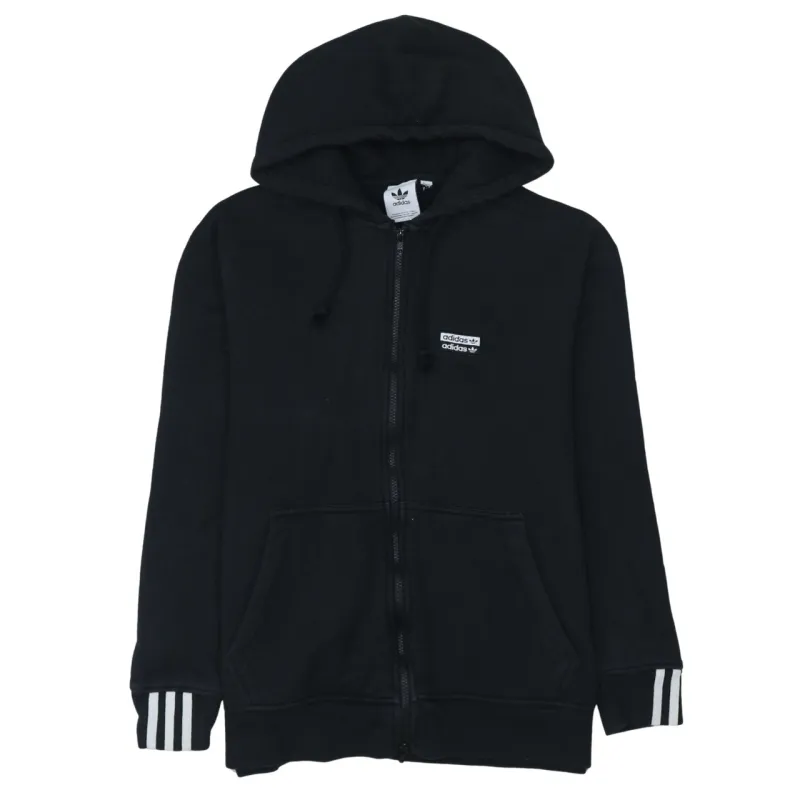 Adidas 90's 3 Stripes Cuff Full Zip Up Hoodie Medium  Black sold by Vintage Club