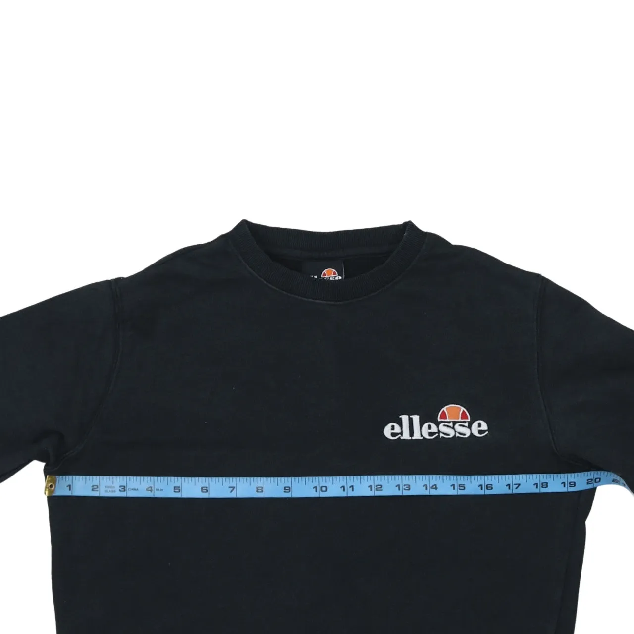Ellesse Black Sweatshirt Women's Medium Embroidered Chest Logo Ribbed Cuffs Crewneck Pullover sold by Vintage Club product image thumbnail 5