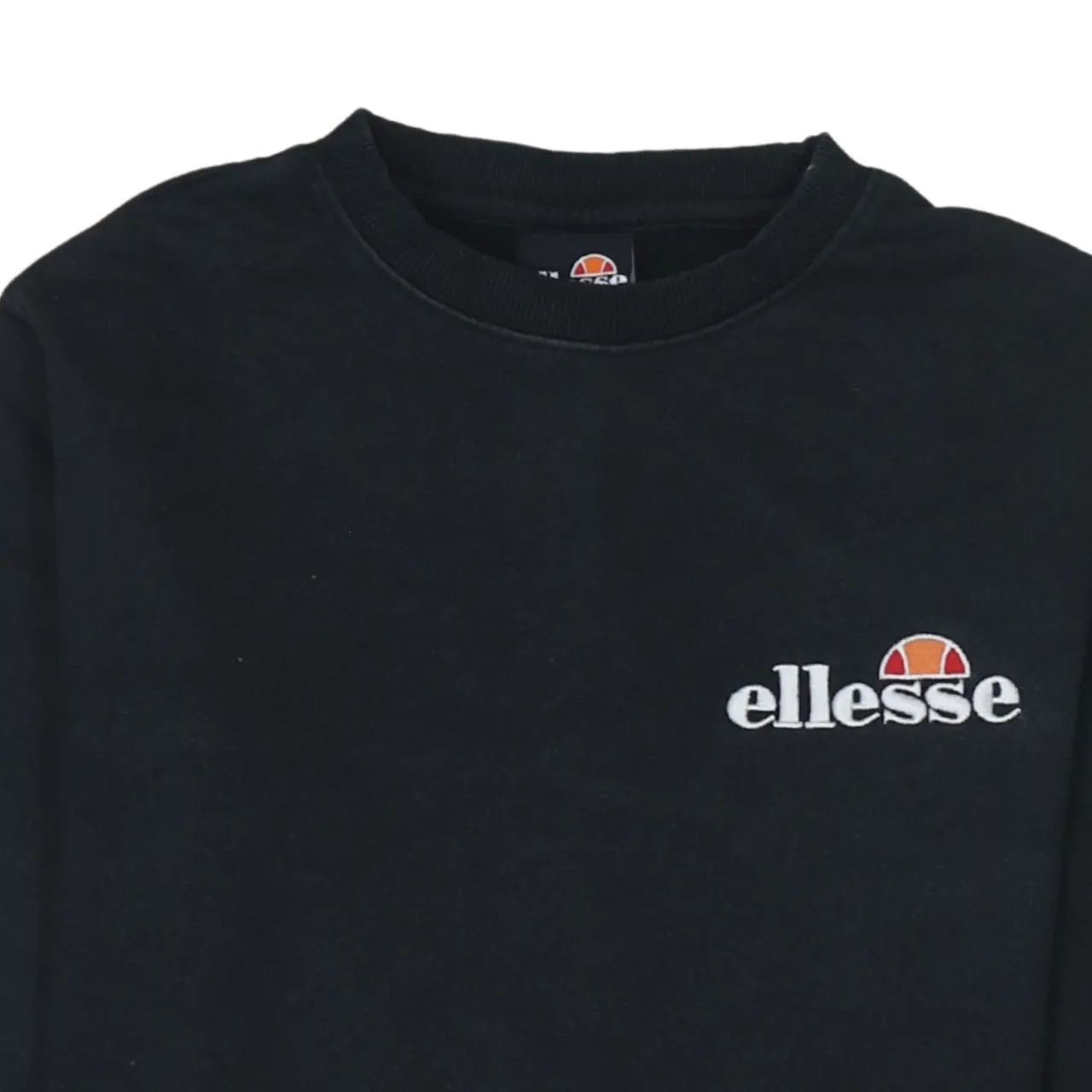 Ellesse Black Sweatshirt Women's Medium Embroidered Chest Logo Ribbed Cuffs Crewneck Pullover sold by Vintage Club product image thumbnail 3