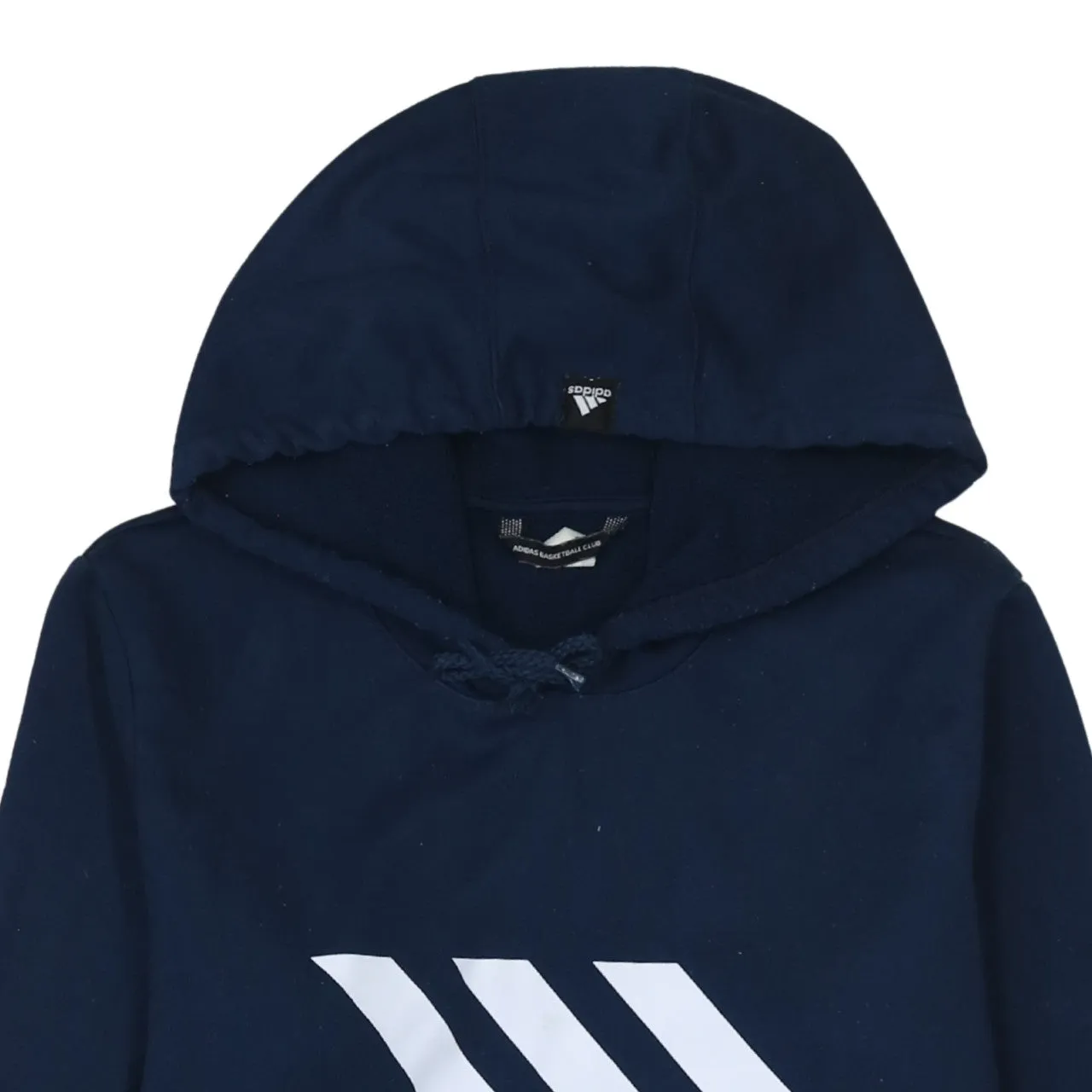 Adidas 90's Drawstring Pockets Pullover Hoodie Medium Navy Blue sold by Vintage Club product image thumbnail 3