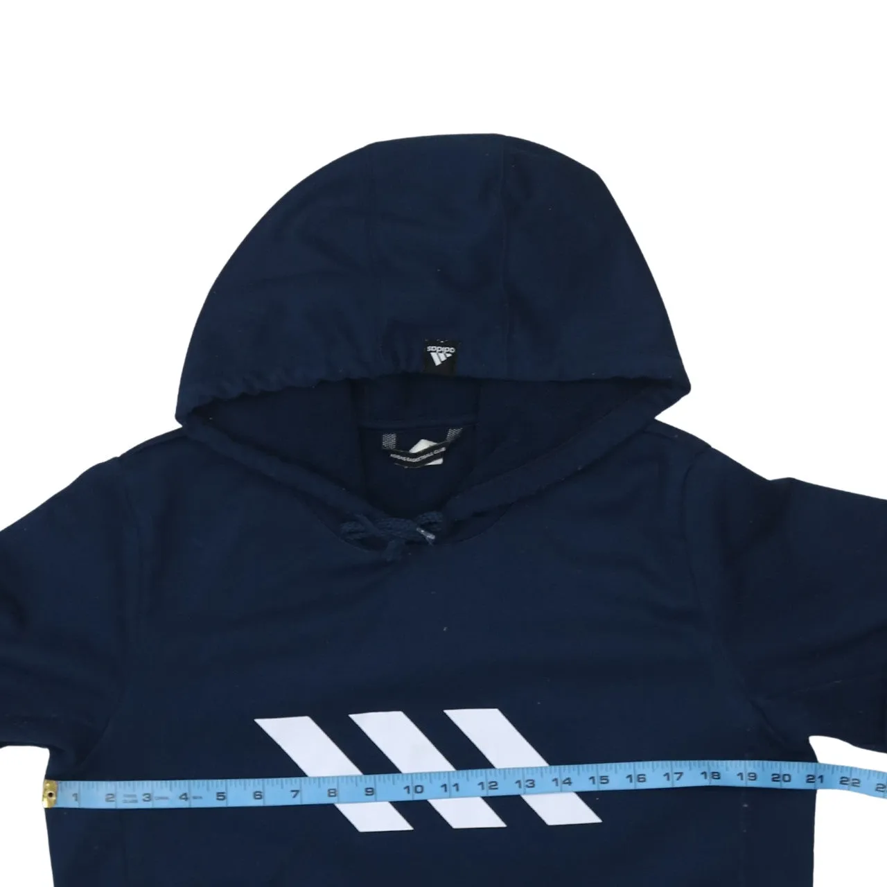 Adidas 90's Drawstring Pockets Pullover Hoodie Medium Navy Blue sold by Vintage Club product image thumbnail 5