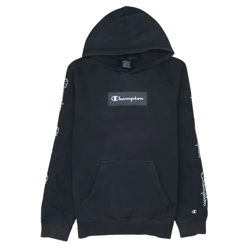 Champion 90's Drawstring Pockets Pullover Hoodie Medium Black sold by Vintage Club