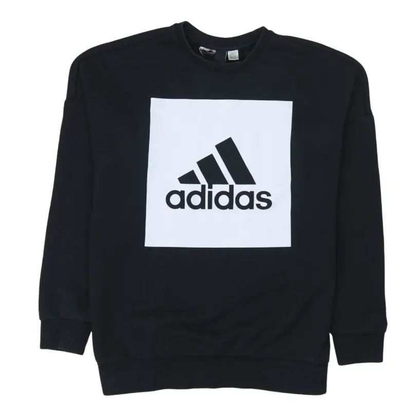 Adidas 90's Spellout Crew Neck Sweatshirt Medium  Black sold by Vintage Club