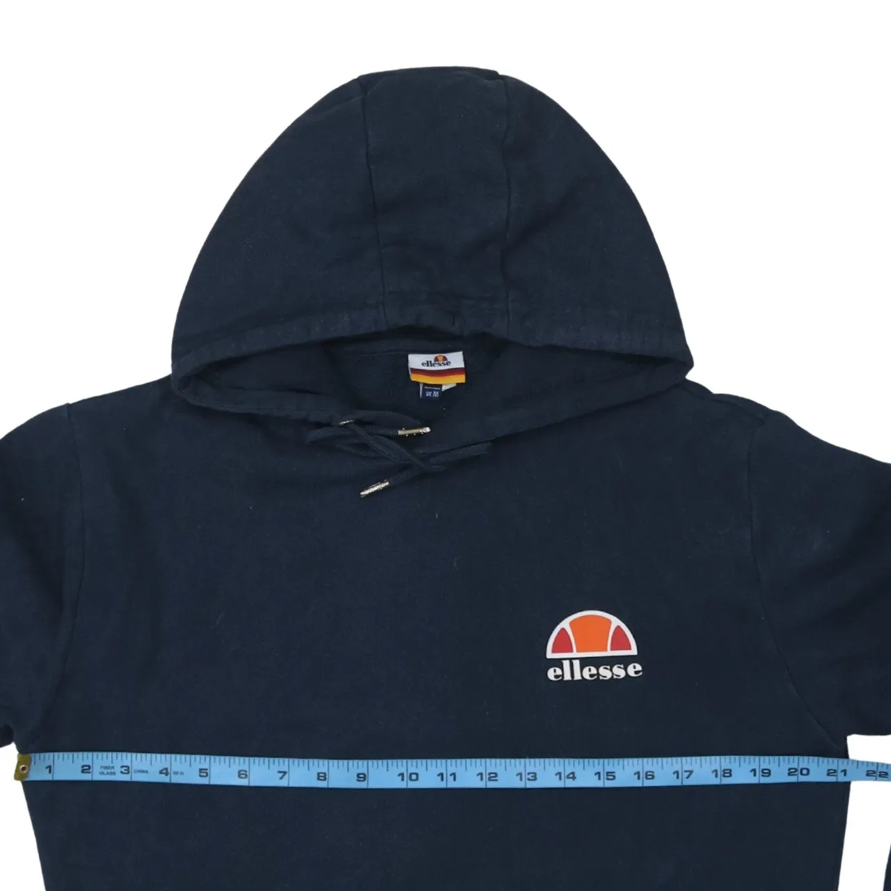 Ellesse Navy Blue Hoodie Women’s Medium Embroidered Chest Logo Front Pocket Pullover Sweatshirt sold by Vintage Club product image thumbnail 5
