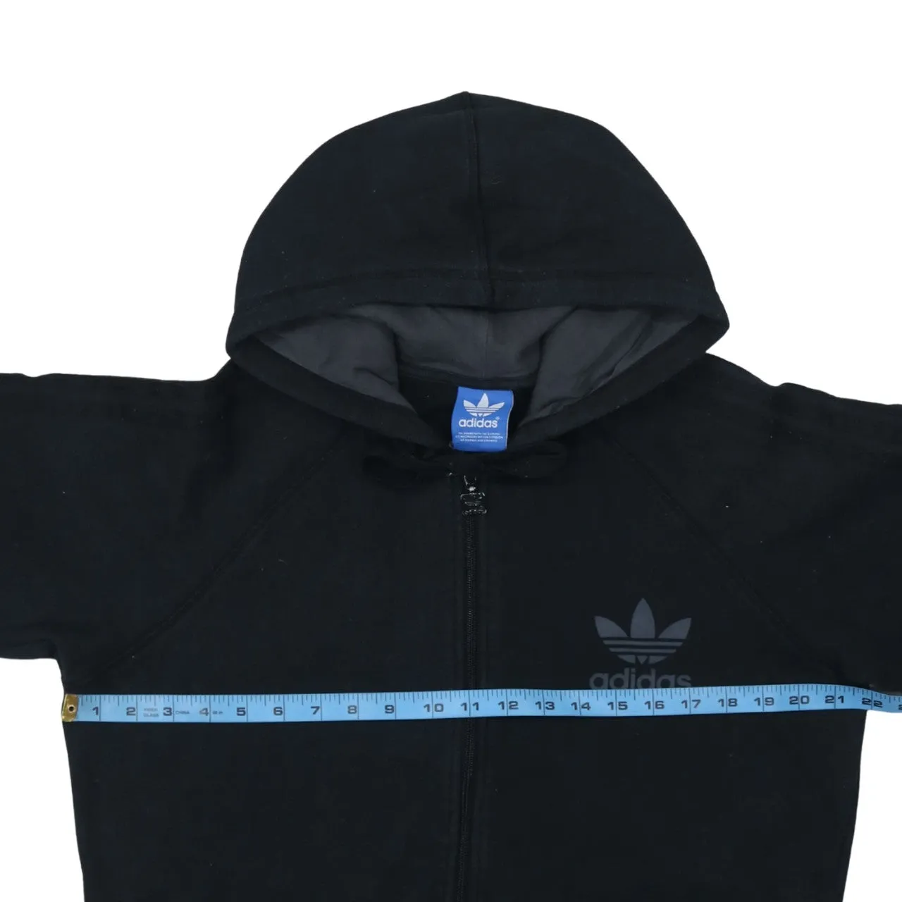 Adidas 90's Drawstring Pockets Full Zip Up Hoodie Medium Black sold by Vintage Club product image thumbnail 5