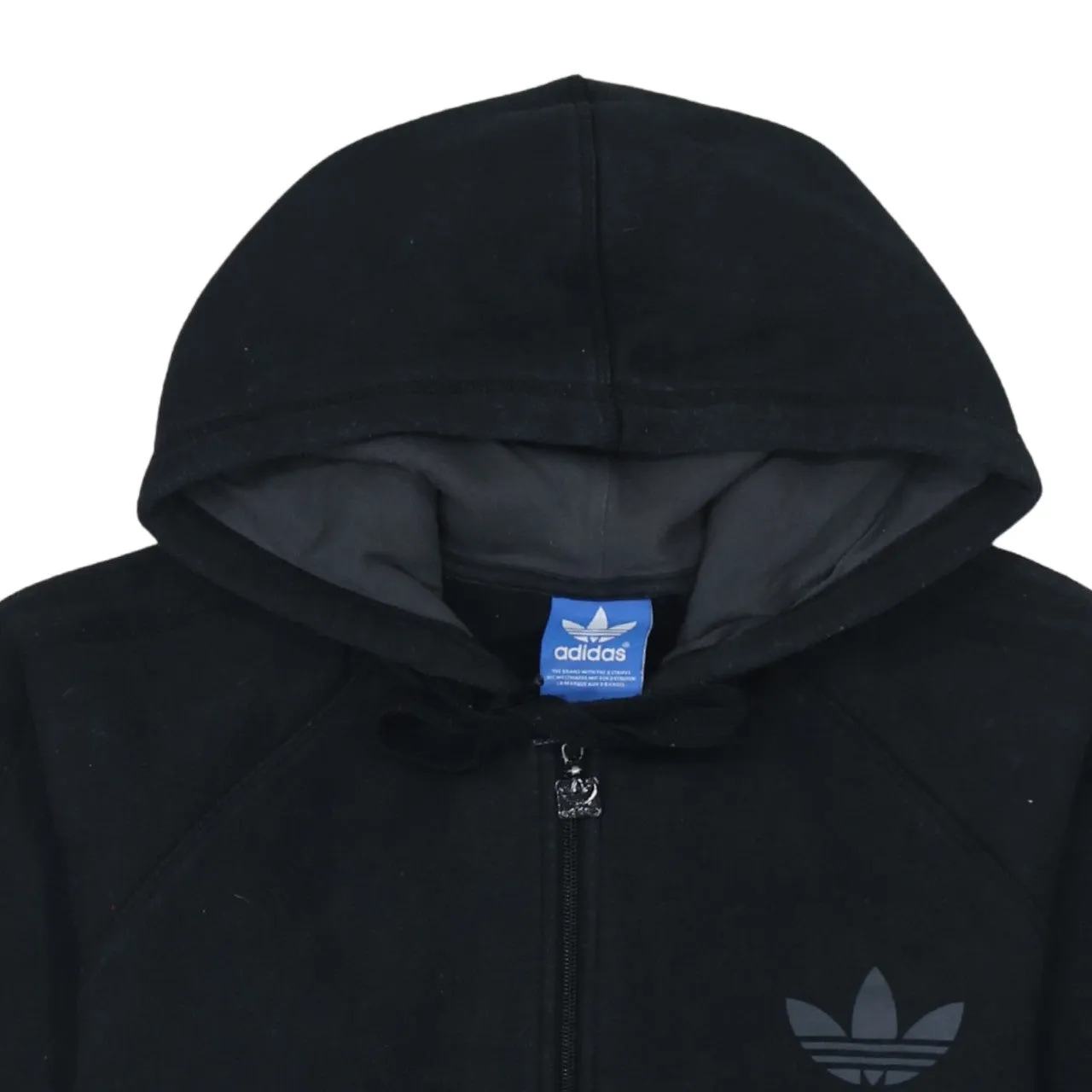 Adidas 90's Drawstring Pockets Full Zip Up Hoodie Medium Black sold by Vintage Club product image thumbnail 3
