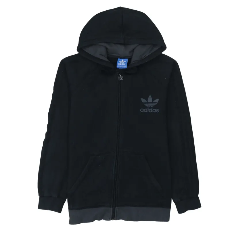 Adidas 90's Drawstring Pockets Full Zip Up Hoodie Medium  Black sold by Vintage Club