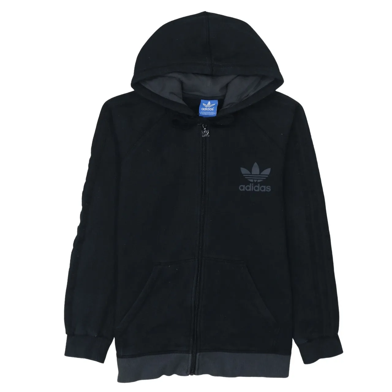 Adidas 90's Drawstring Pockets Full Zip Up Hoodie Medium Black sold by Vintage Club