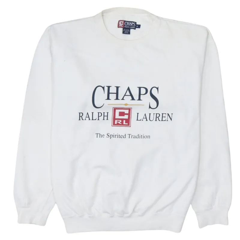 Chaps Ralph Lauren 90's Spellout Crew Neck Sweatshirt Medium White made by Ralph Lauren