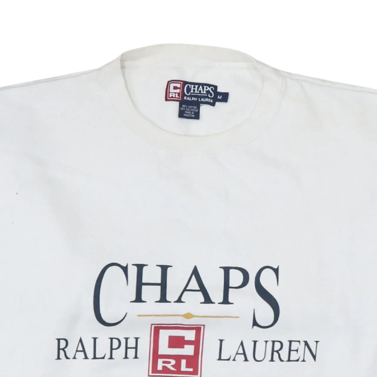 Chaps Ralph Lauren 90's Spellout Crew Neck Sweatshirt Medium White sold by Vintage Club product image thumbnail 3