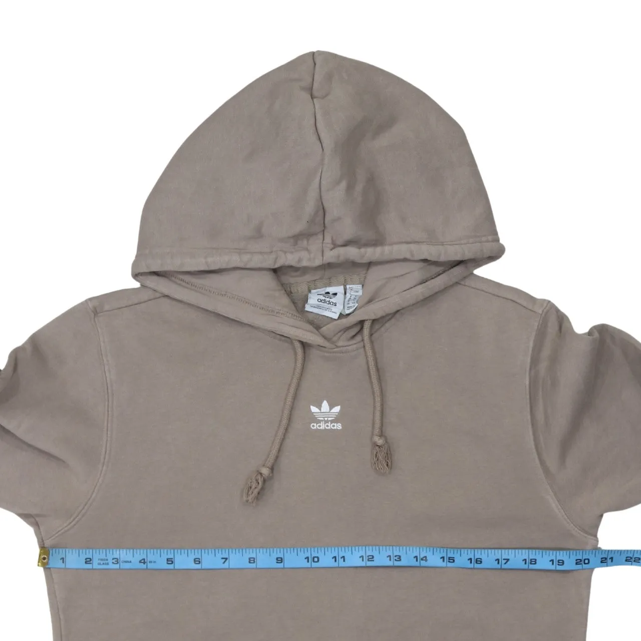 Adidas 90's Drawstring Pockets Pullover Hoodie Medium Beige Cream sold by Vintage Club product image thumbnail 5