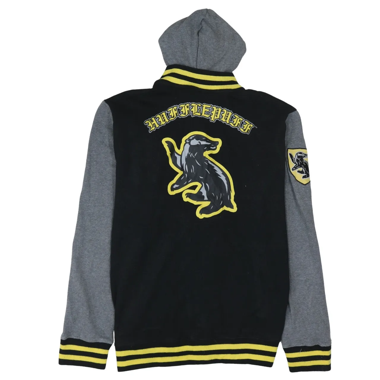 Harry Potter Black Grey Hoodie Women’s XLarge Hufflepuff Badge Embroidered H Varsity Jacket sold by Vintage Club product image thumbnail 2