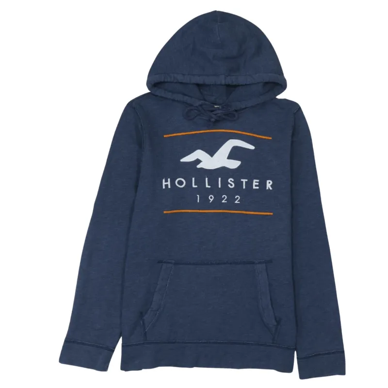 Hollister 90's Spellout Pullover Hoodie Large Navy Blue made by Hollister