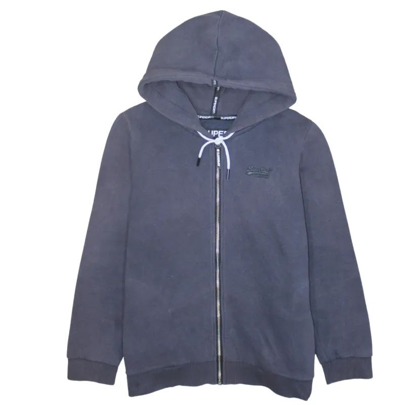 Super Dry 90's Lightweight Full Zip Up Hoodie Medium  Navy Blue made by Vintage Club