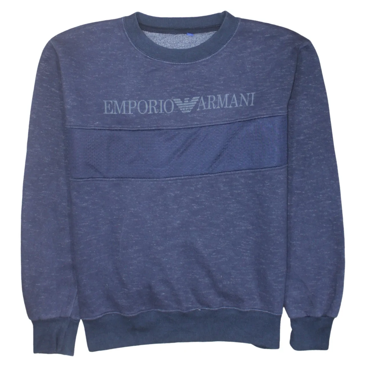 Emporio Armani 90's Spellout Crew Neck Sweatshirt Small Navy Blue sold by Vintage Club