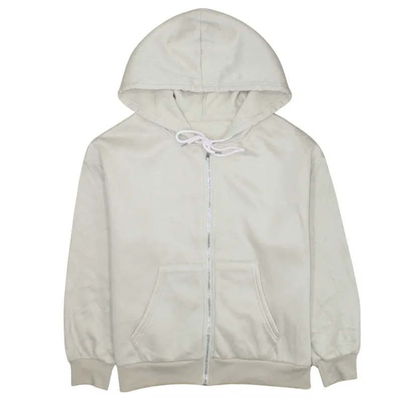 Shein 90's Plain Full Zip Up Hoodie Small Beige Cream sold by Vintage Club