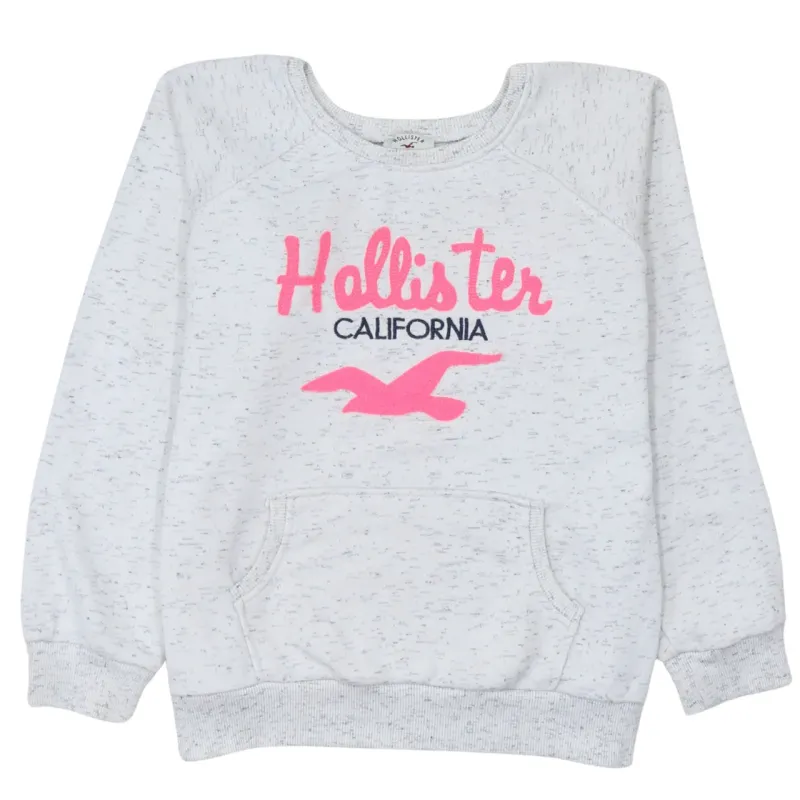 Hollister 90's Spellout Crew Neck Sweatshirt Large Grey made by Hollister