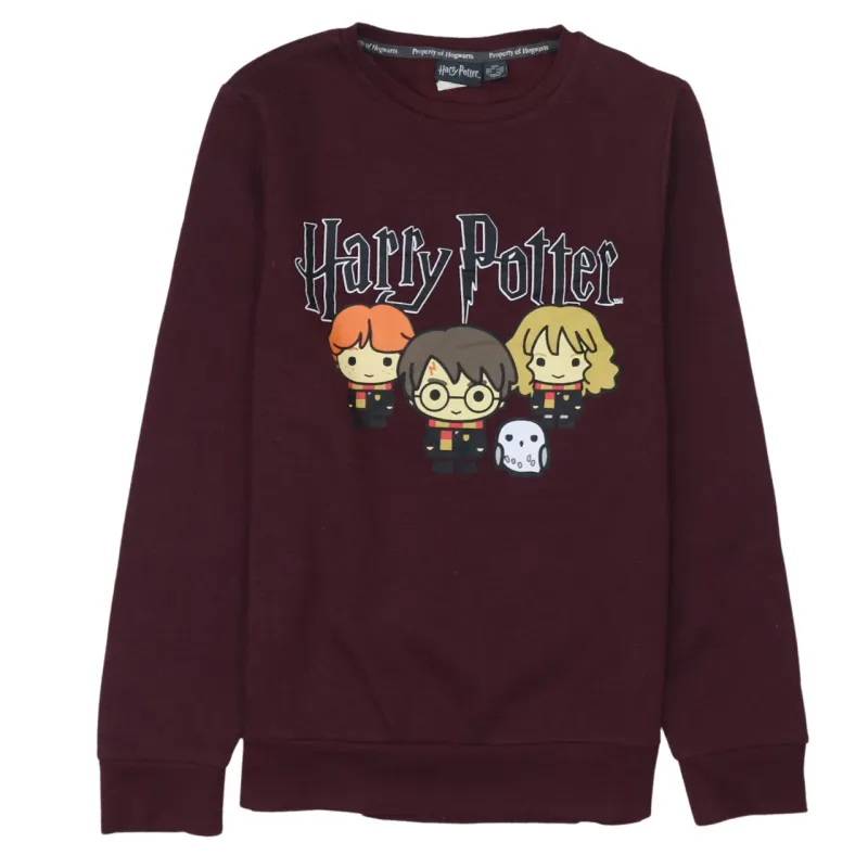 Harry Potter 90's Spellout Crew Neck Sweatshirt XXSmall Burgundy Red made by Vintage Club