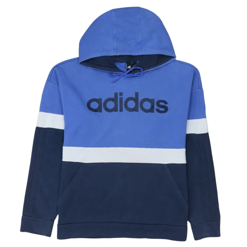 Adidas 90's Spellout Pullover Hoodie Small Blue sold by Vintage Club