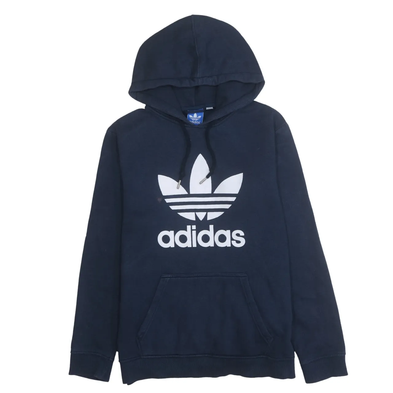Adidas 90's Spellout Pullover Hoodie Large Navy Blue sold by Vintage Club