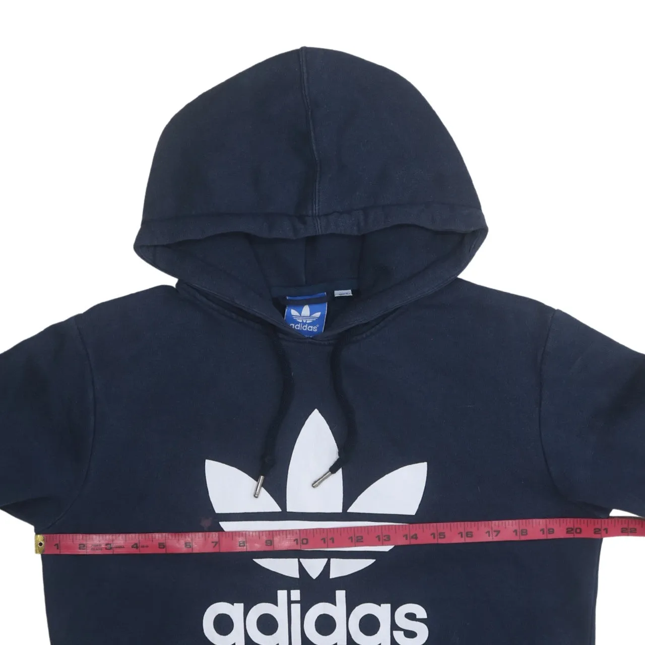 Adidas 90's Spellout Pullover Hoodie Large Navy Blue sold by Vintage Club product image thumbnail 5