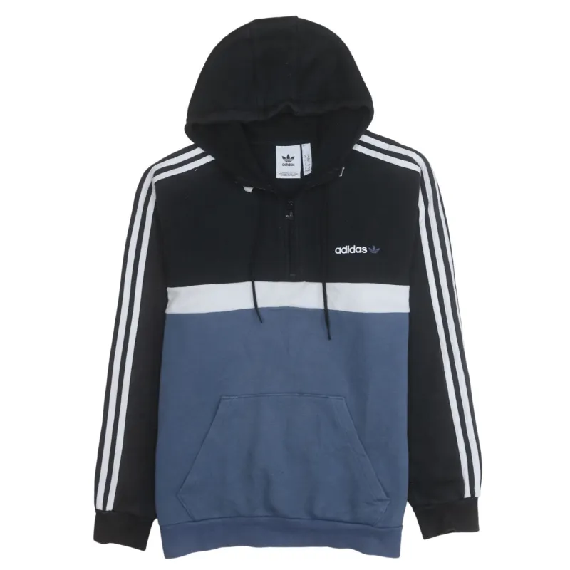 Adidas 90's Striped Sleeve Pullover Hoodie Medium Black sold by Vintage Club