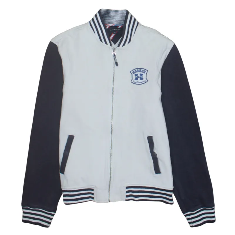 Tommy Hilfiger 90's Striped Cuff Full Zip Up Sweatshirt Medium White made by Tommy Hilfiger