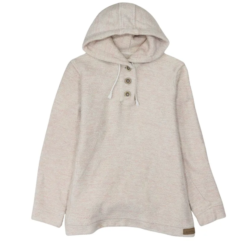 Weird Fish 90's Plain Quarter Button Hoodie Large  Beige Cream sold by Vintage Club