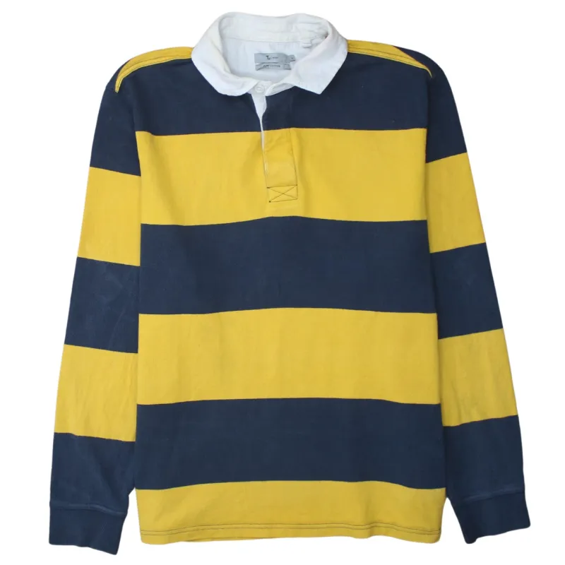 Retro 90's Long Sleeve Quarter Button Polo Shirt Large Navy Blue sold by Vintage Club