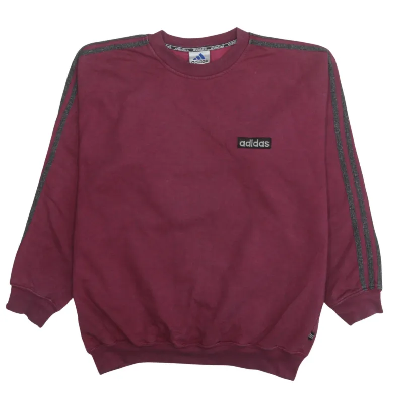 Adidas 90's Striped Sleeve Crew Neck Sweatshirt Large Red sold by Vintage Club
