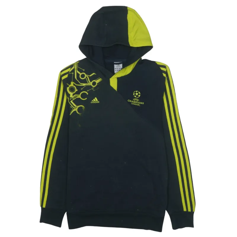 Adidas 90's Striped Sleeve Pullover Hoodie Small Black sold by Vintage Club