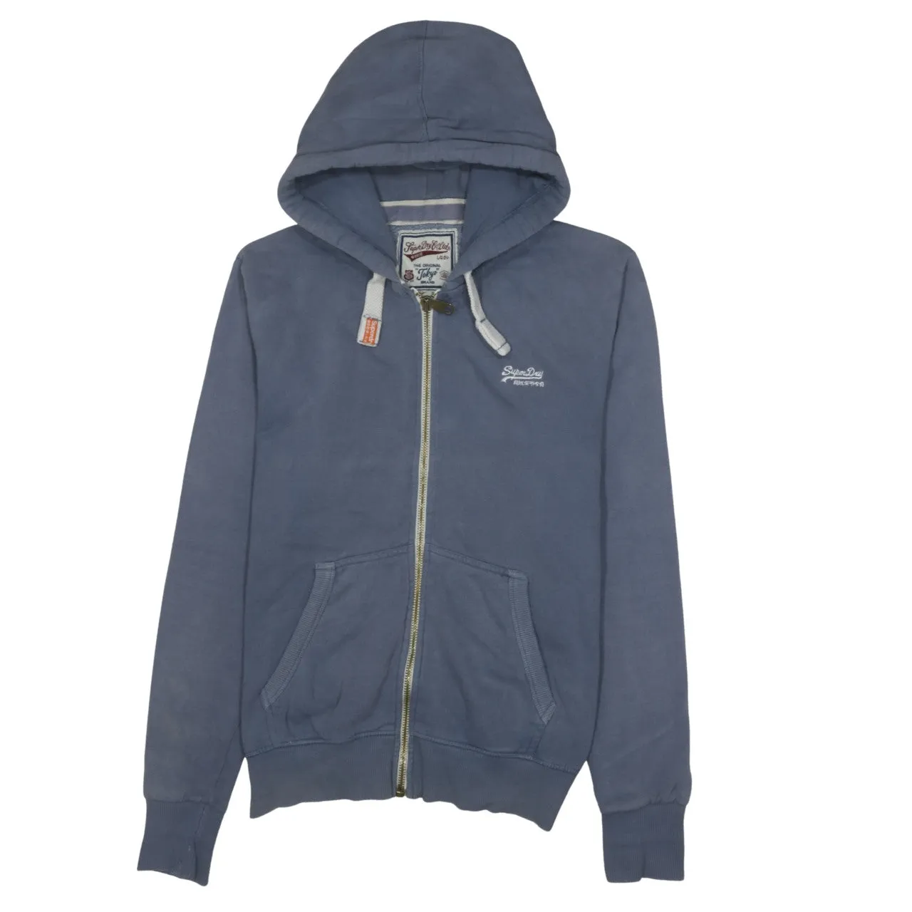 Super Dry 90's Drawstring Pockets Full Zip Up Hoodie XLarge Grey sold by Vintage Club