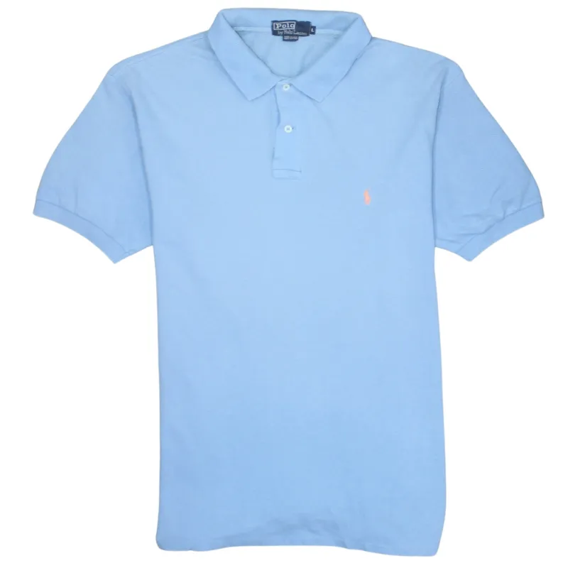 Polo Ralph Lauren 90's Short Sleeves Quarter Button Polo Shirt Large Blue sold by Vintage Club