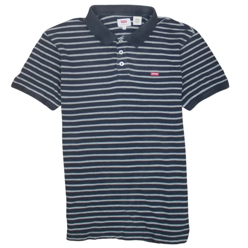 Levi's 90's Short Sleeves Quarter Button Polo Shirt Medium Black sold by Vintage Club