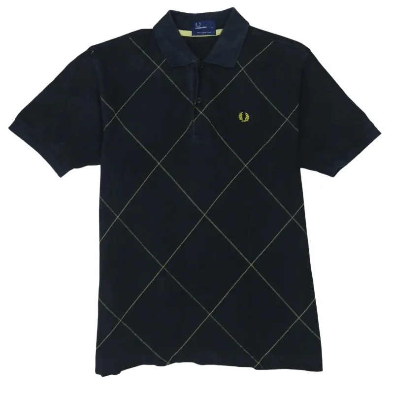 FRED PERRY 90's Short Sleeves Quarter Button Polo Shirt Large Black sold by Vintage Club