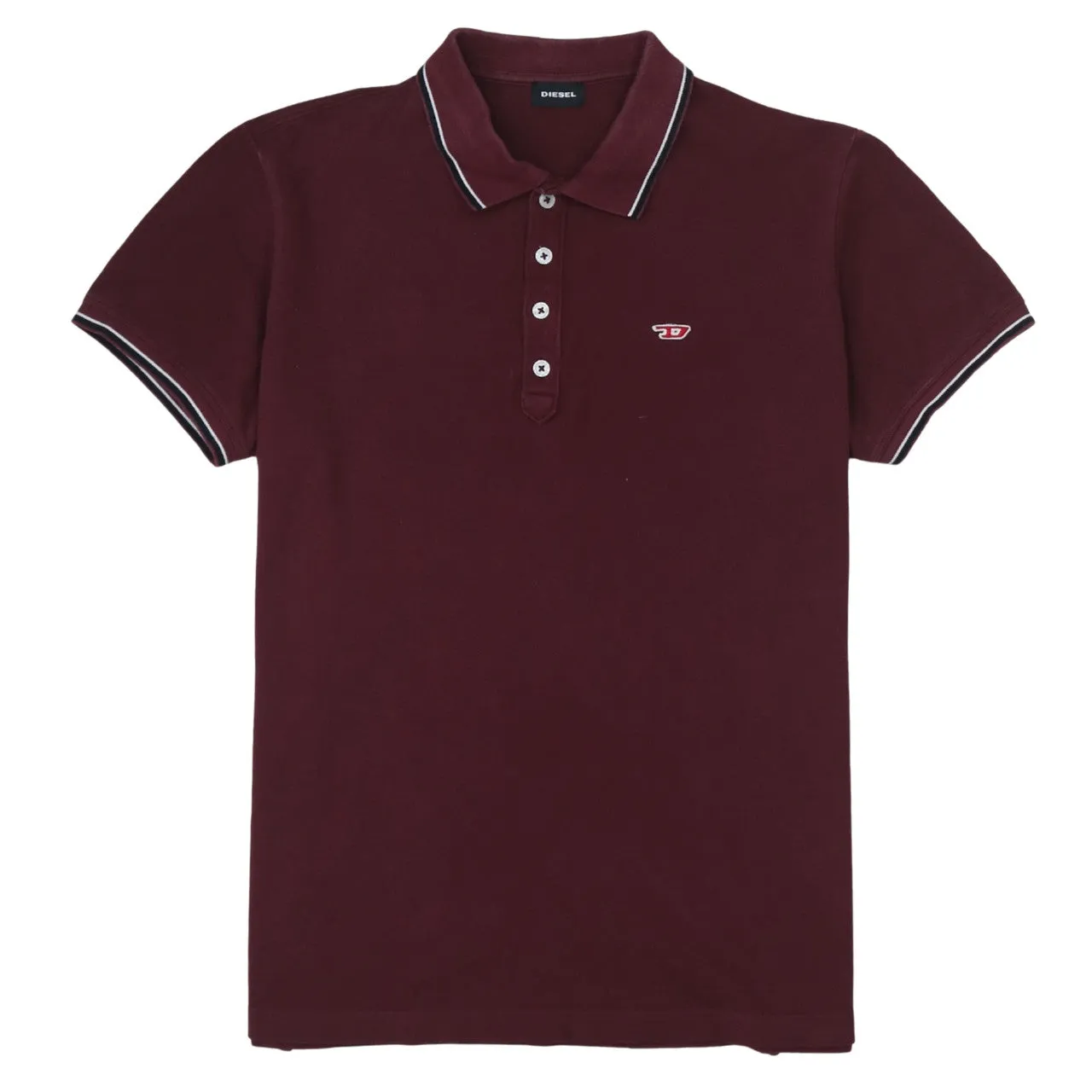 Diesel 90's Short Sleeves Quarter Button Polo Shirt XLarge Red sold by Vintage Club