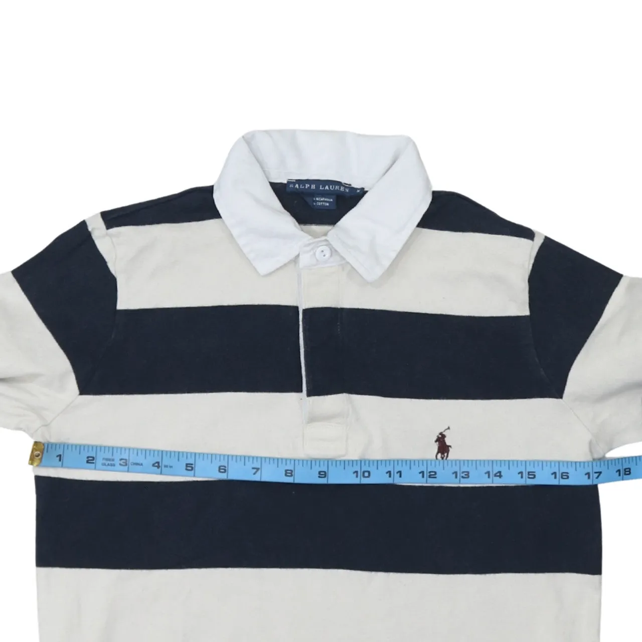 Polo Ralph Lauren 90's Long Sleeve Quarter Button Polo Shirt Medium Navy Blue sold by Vintage Club product image thumbnail 5