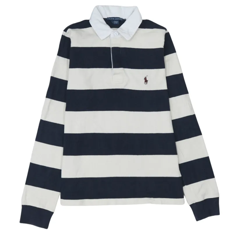 Polo Ralph Lauren 90's Long Sleeve Quarter Button Polo Shirt Medium Navy Blue sold by Vintage Club