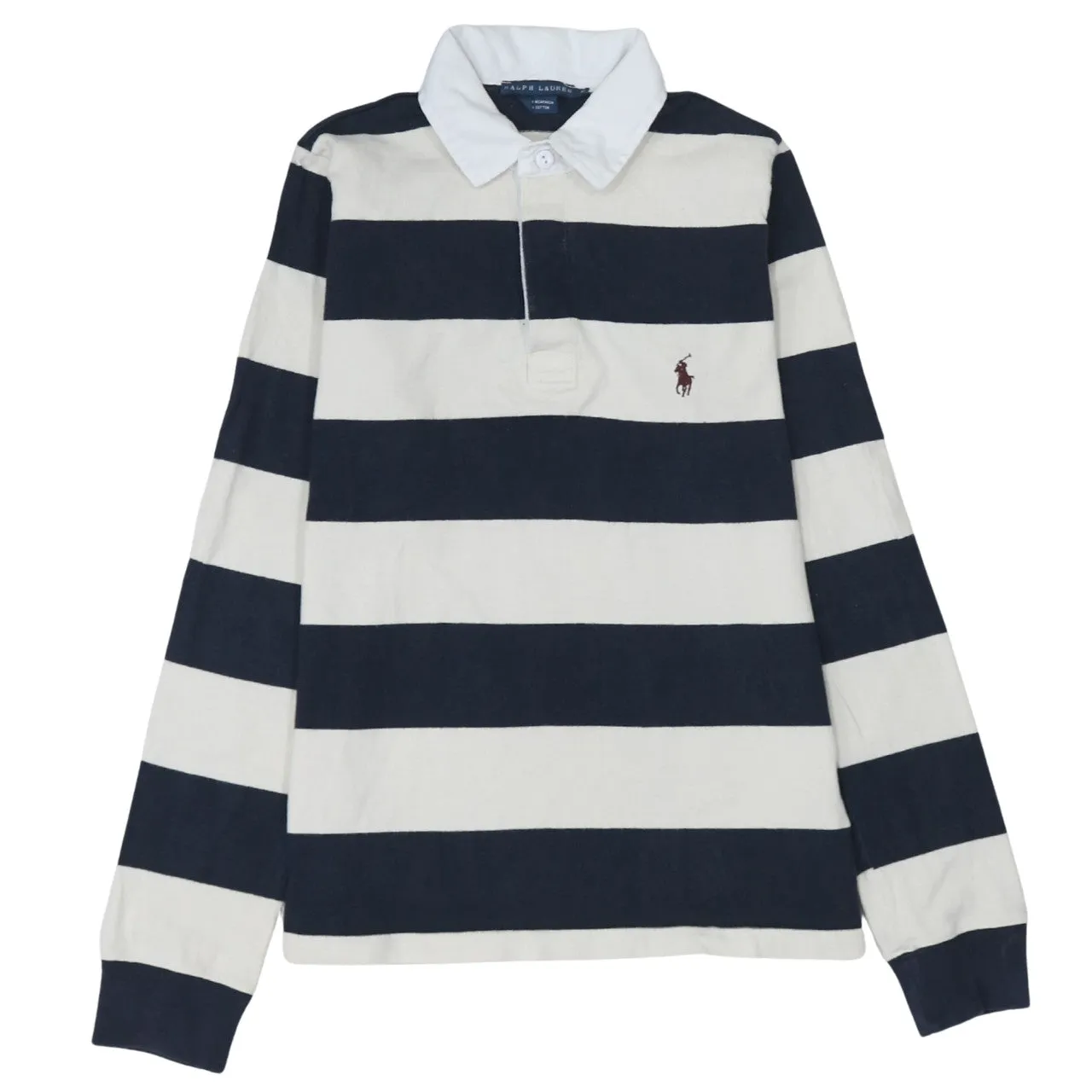 Polo Ralph Lauren 90's Long Sleeve Quarter Button Polo Shirt Medium Navy Blue sold by Vintage Club