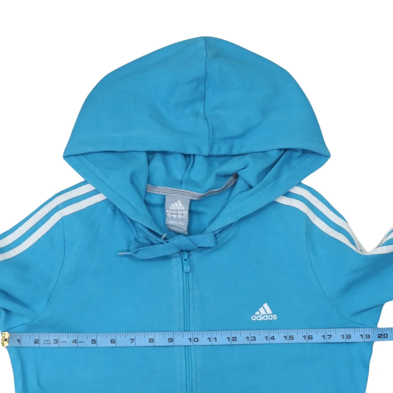 Adidas 90's Striped Sleeve Full Zip Up Hoodie Medium Blue sold by Vintage Club product image thumbnail 5