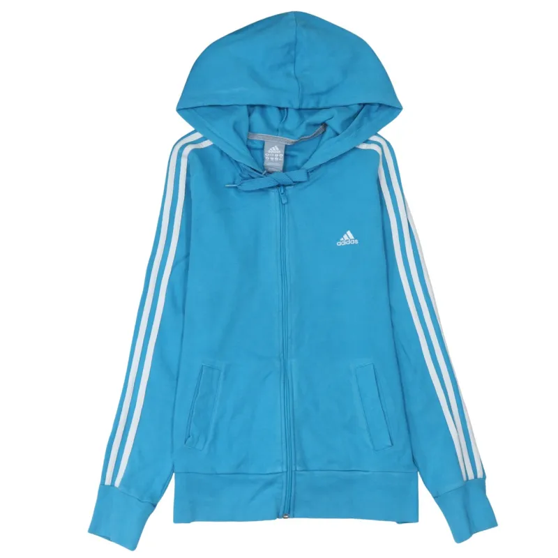 Adidas 90's Striped Sleeve Full Zip Up Hoodie Medium  Blue made by Adidas