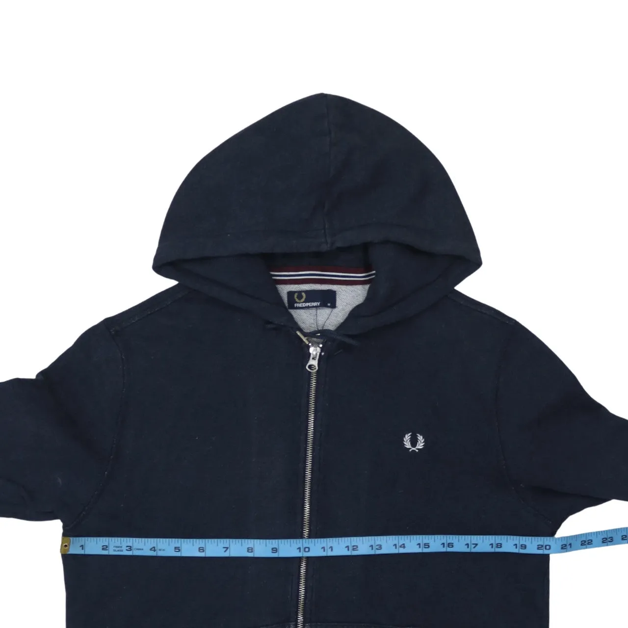 Fred Perry Navy Blue Zip Hoodie Women's Medium Embroidered Laurel Wreath Pockets Sweatshirt sold by Vintage Club product image thumbnail 5