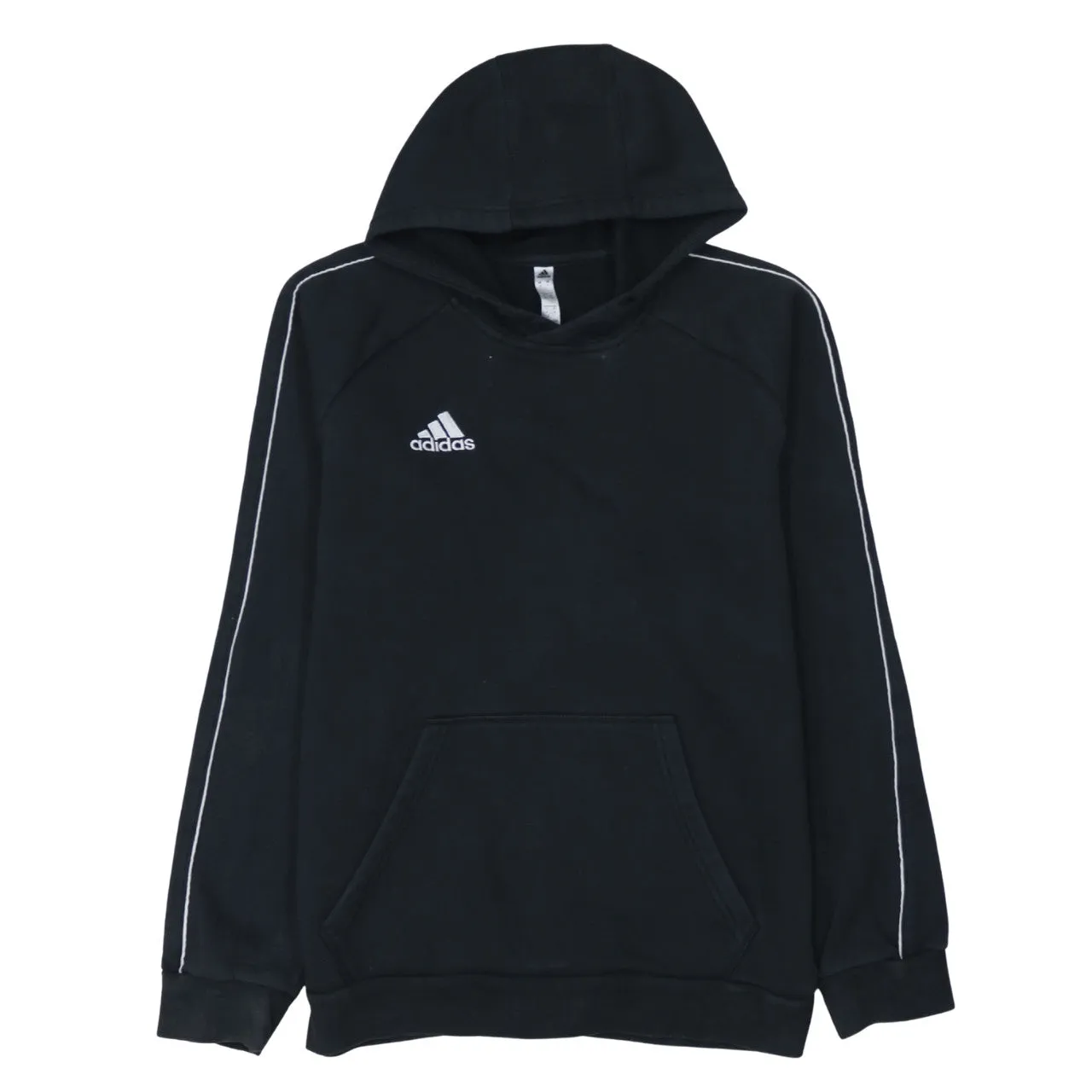 Adidas 90's Drawstring Pockets Pullover Hoodie Medium Black sold by Vintage Club