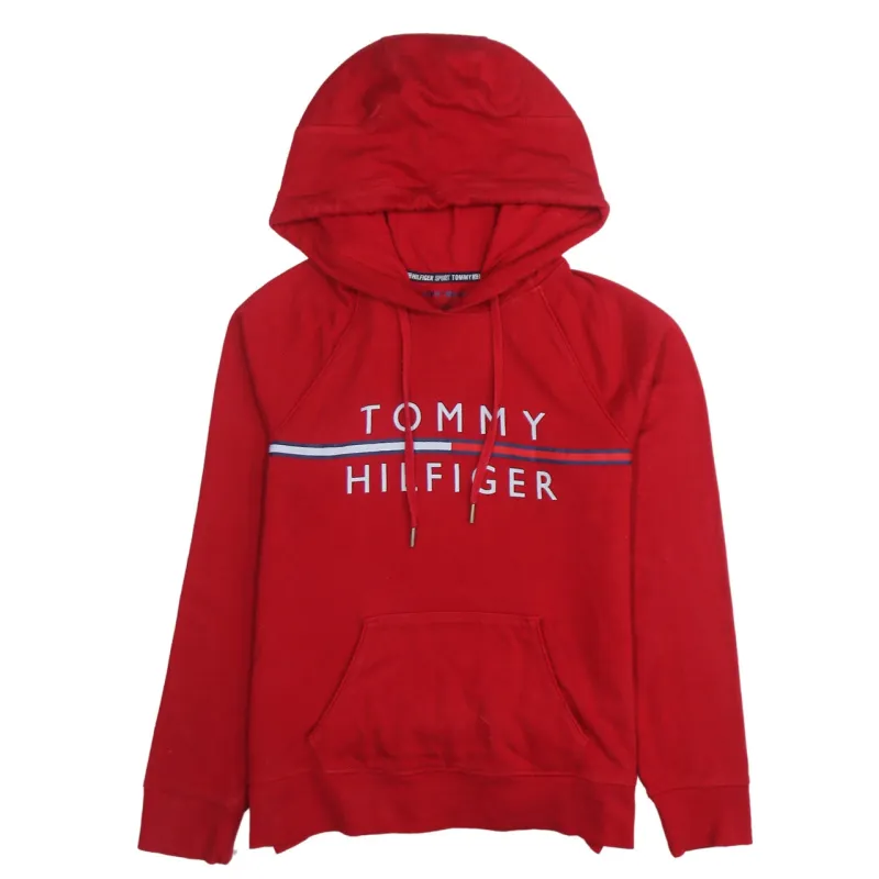 Tommy Hilfiger 90's Spellout Pullover Hoodie Medium Red made by Tommy Hilfiger