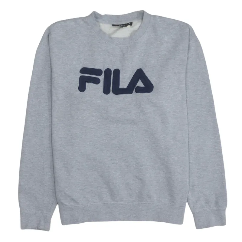 Fila 90's Spellout Crew Neck Sweatshirt Medium Grey made by Fila