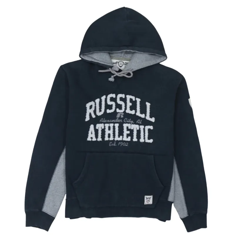 Russell Athletic 90's Spellout Pullover Hoodie Medium Navy Blue sold by Vintage Club
