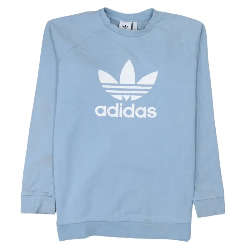 Adidas 90's Spellout Crew Neck Sweatshirt Large Blue sold by Vintage Club