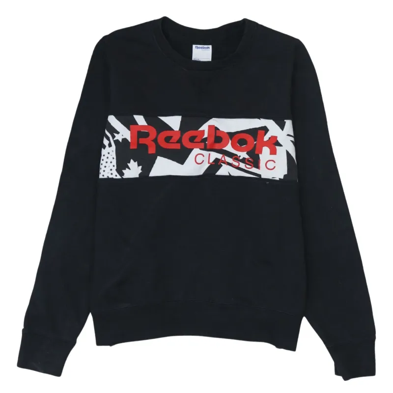 Reebok 90's Spellout Crew Neck Sweatshirt Large Black sold by Vintage Club