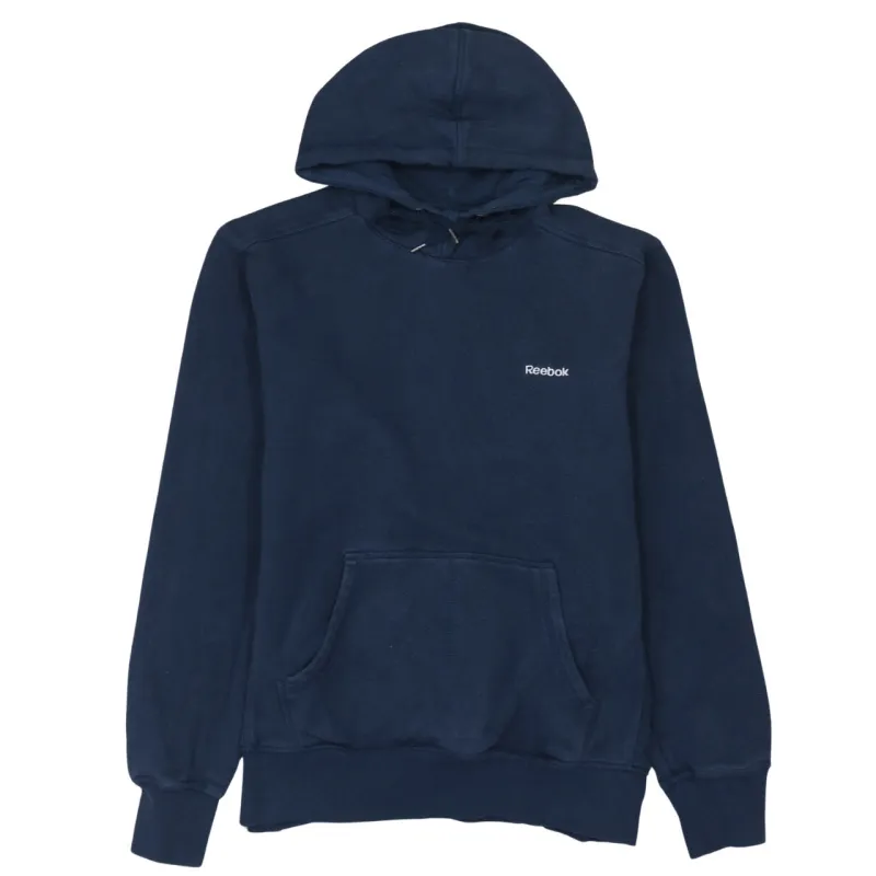 Reebok 90's Drawstring Pockets Pullover Hoodie Medium Navy Blue sold by Vintage Club