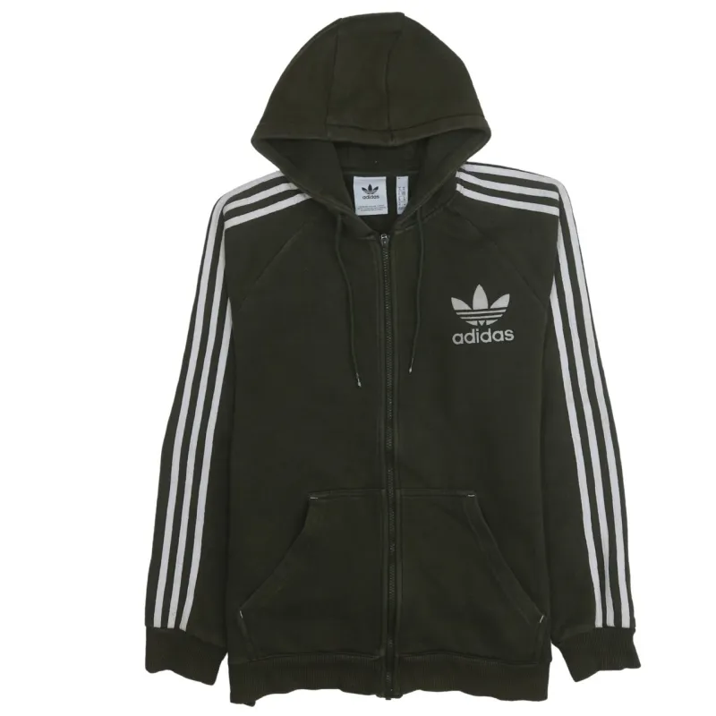 Adidas 90's Striped Sleeve Full Zip Up Hoodie Medium Green sold by Vintage Club